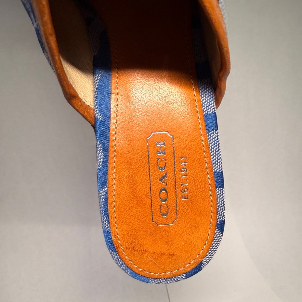 NWT COACH Vintage Bacall Blue Signature Logo Platform Heeled Clogs/Mules Size 7 - Picture 6 of 6